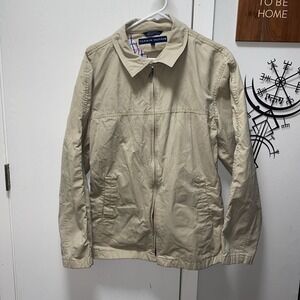 Lightweight Vintage Y2K Grandpa Khaki Jacket Large Zip Up